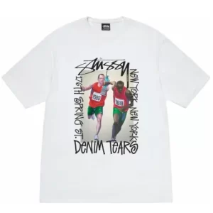 Stussy White Denim Tears T Shirt