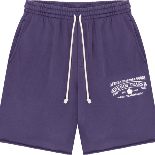 Purple denim tears sweat shorts
